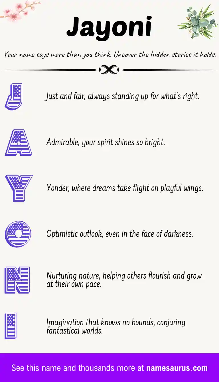 Acrostic poem about Jayoni.