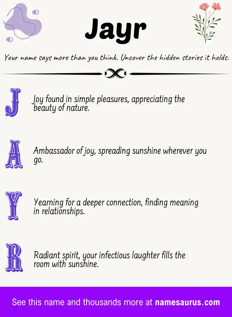 Acrostic poem about Jayr.