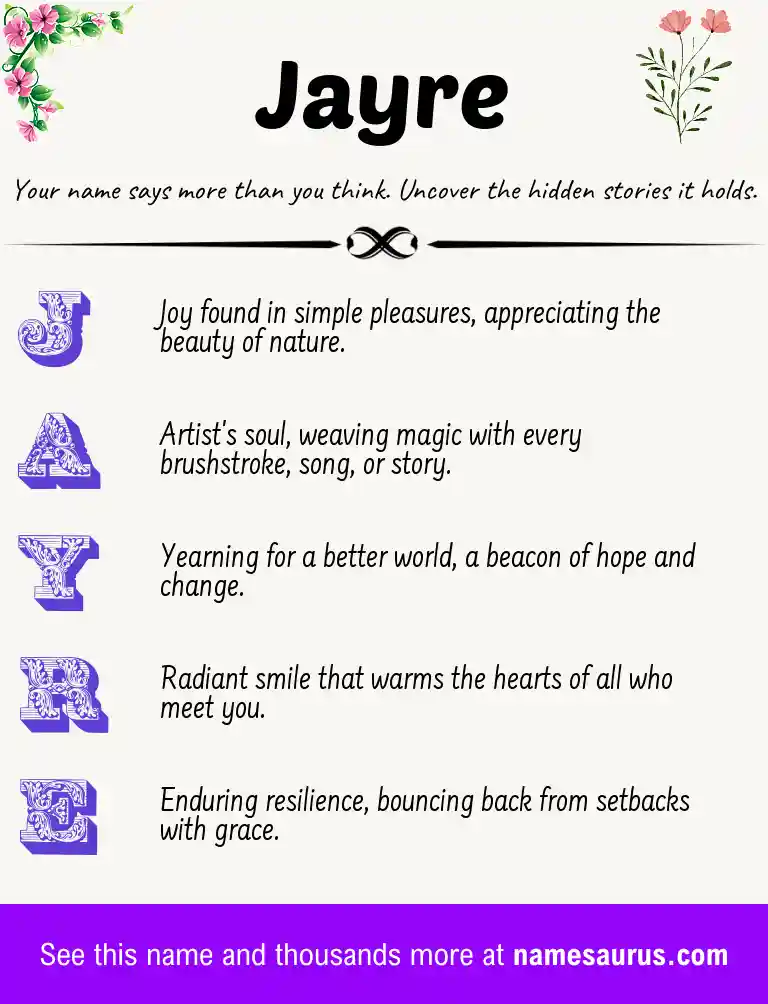 Acrostic poem about Jayre.