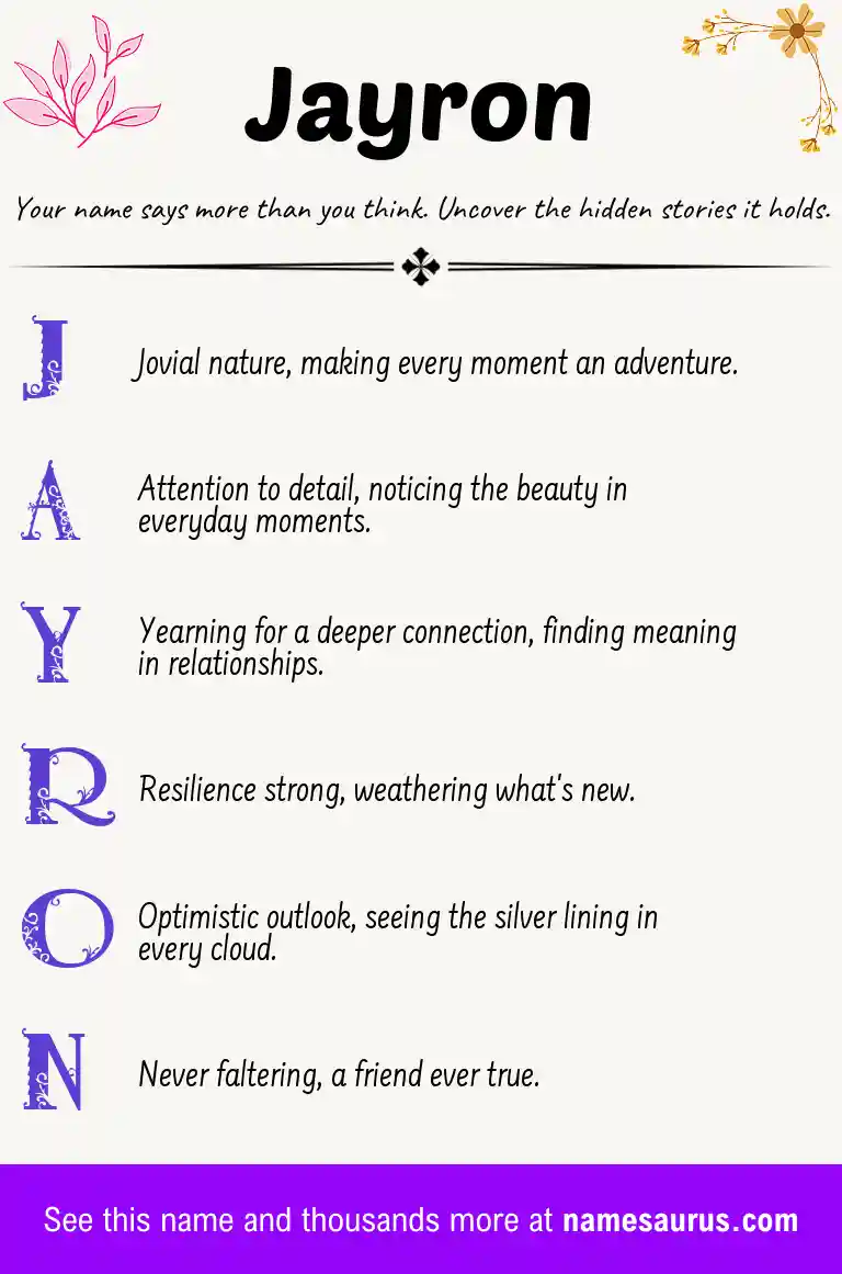 Acrostic poem about Jayron.