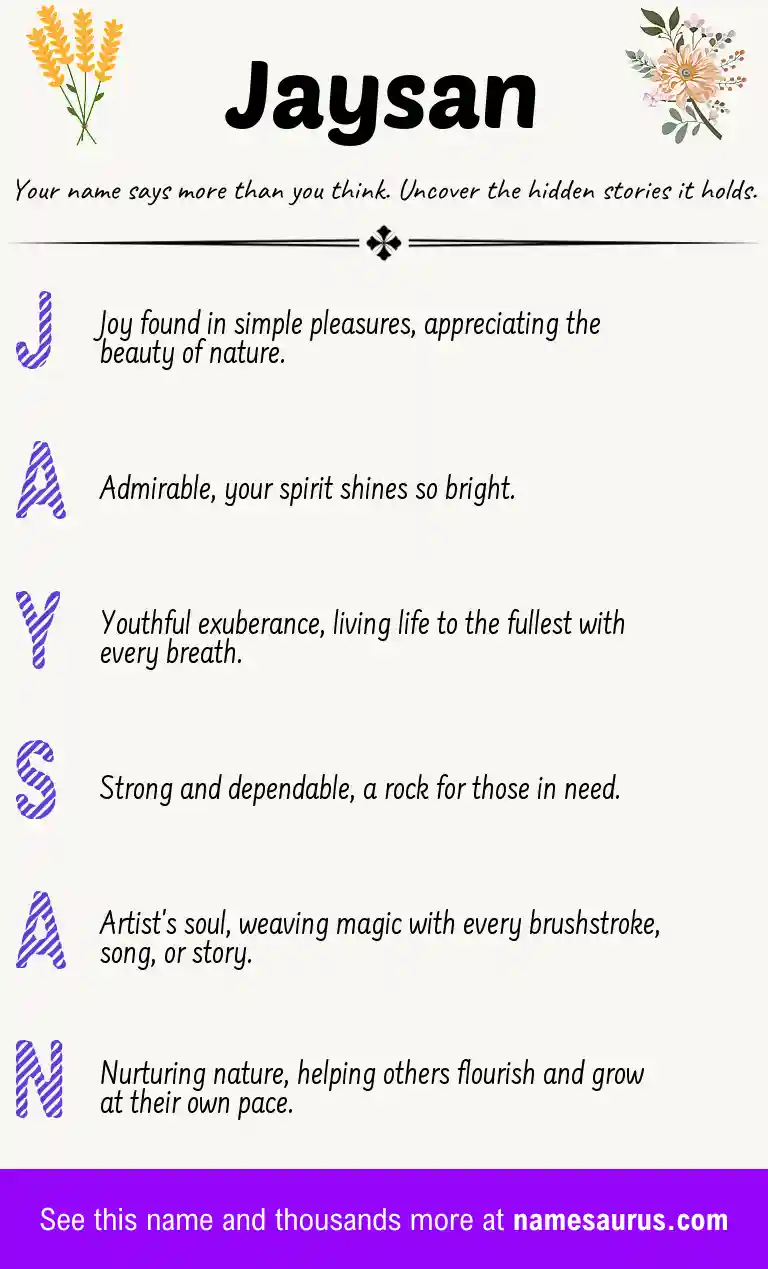 Acrostic poem about Jaysan.