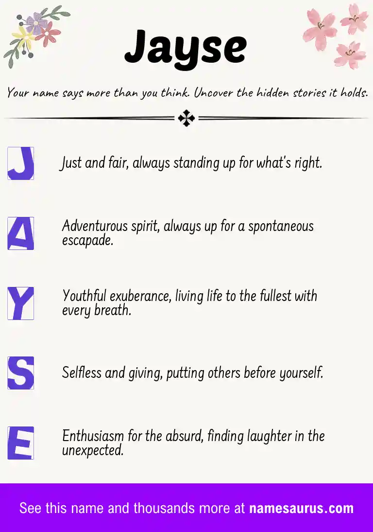 Acrostic poem about Jayse.