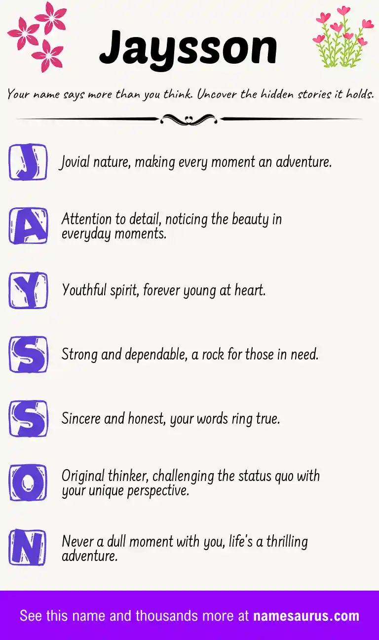 Acrostic poem about Jaysson.