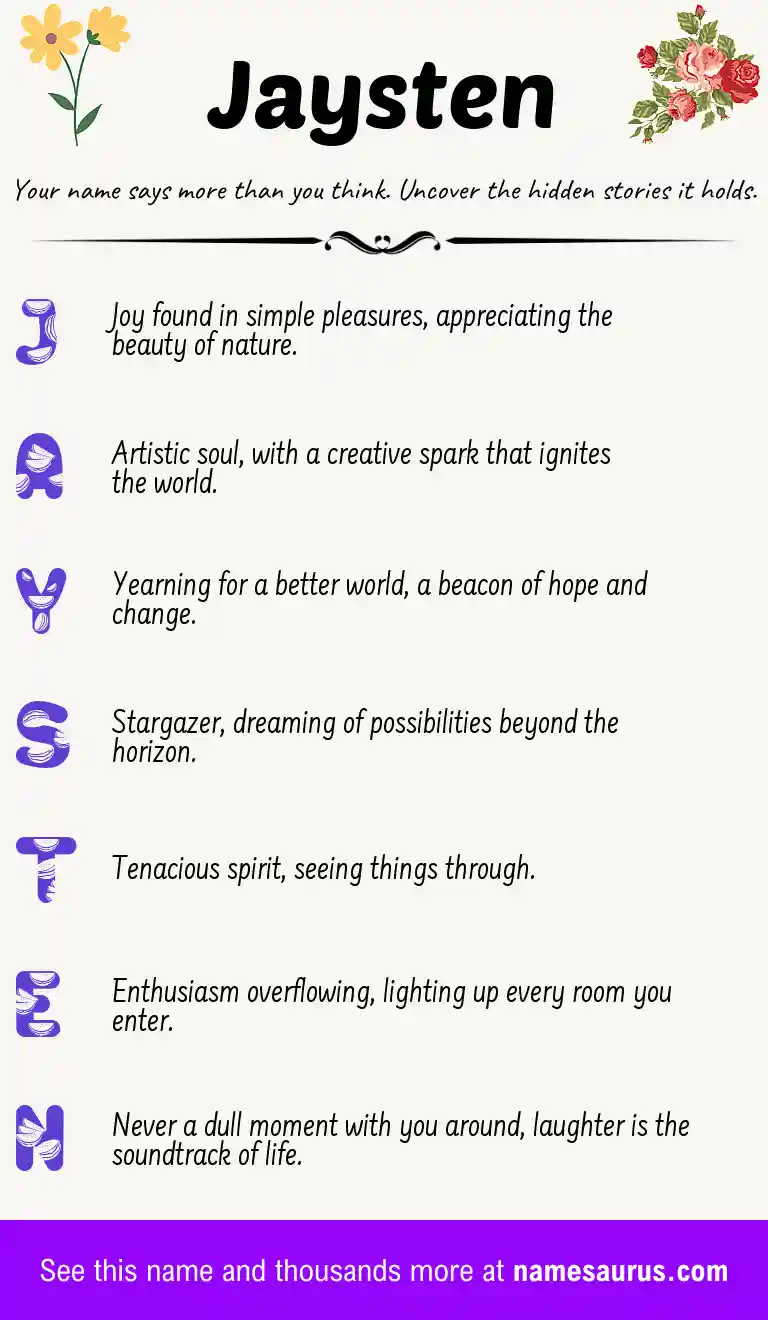 Acrostic poem about Jaysten.