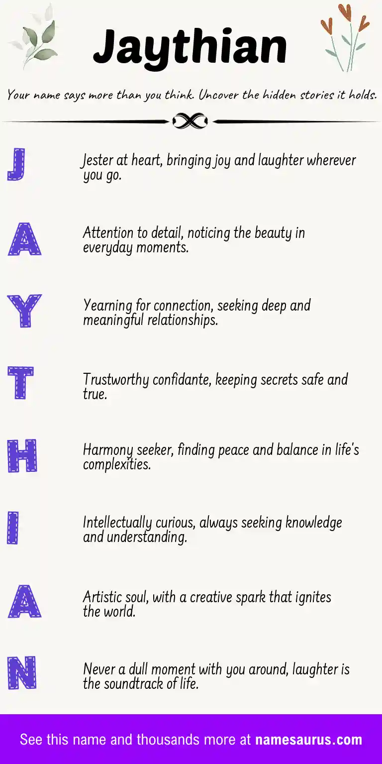 Acrostic poem about Jaythian.