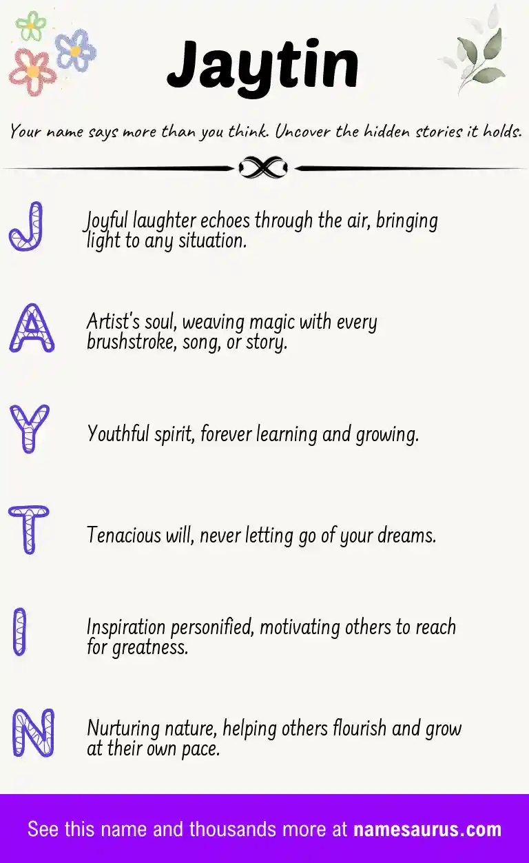 Acrostic poem about Jaytin.
