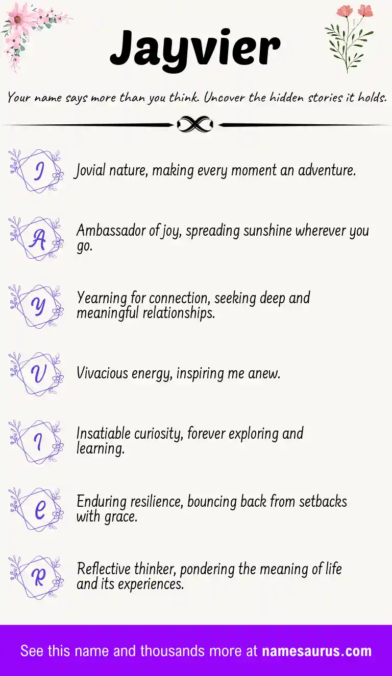 Acrostic poem about Jayvier.