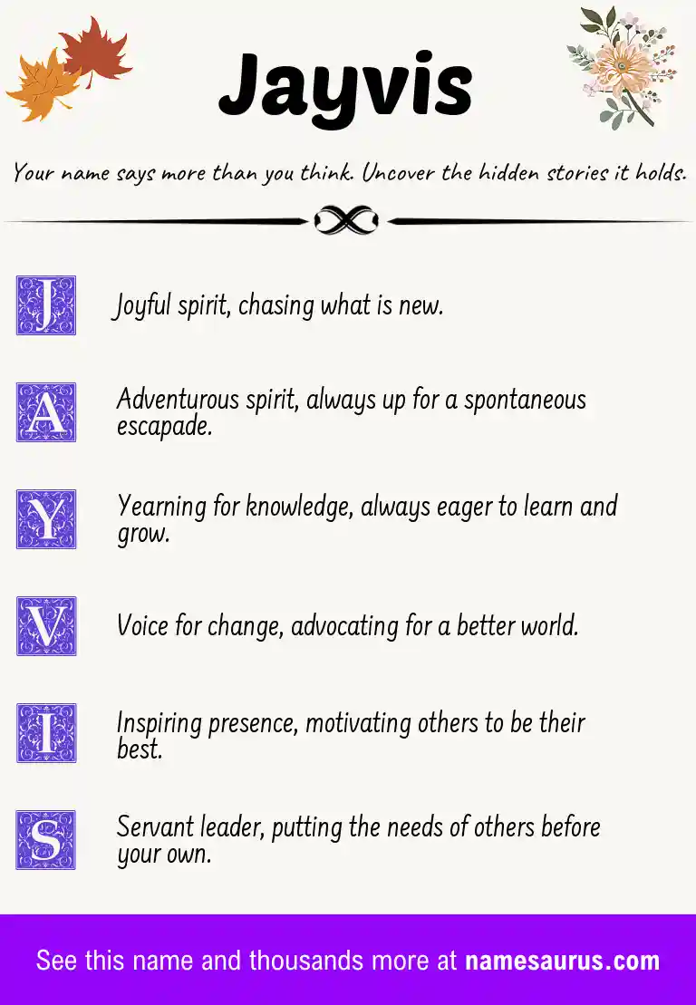Acrostic poem about Jayvis.