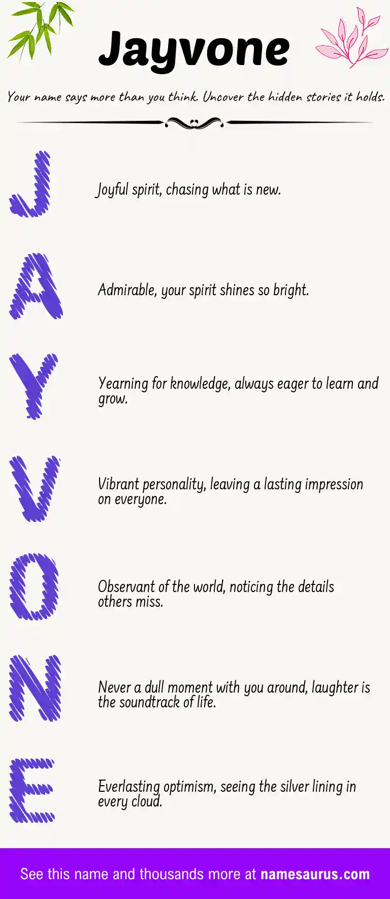 Acrostic poem about Jayvone.