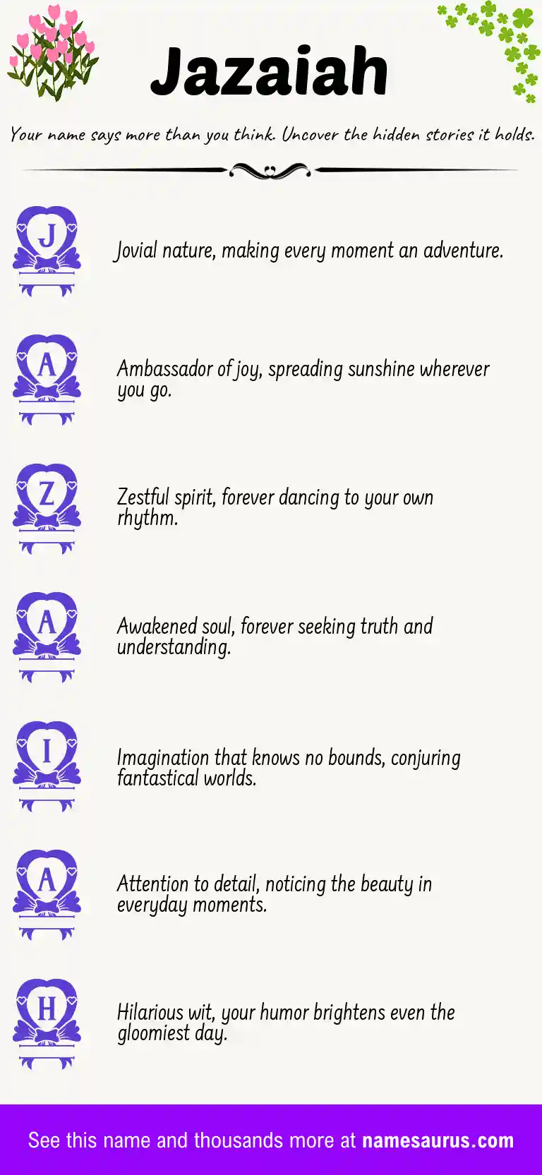 Acrostic poem about Jazaiah.
