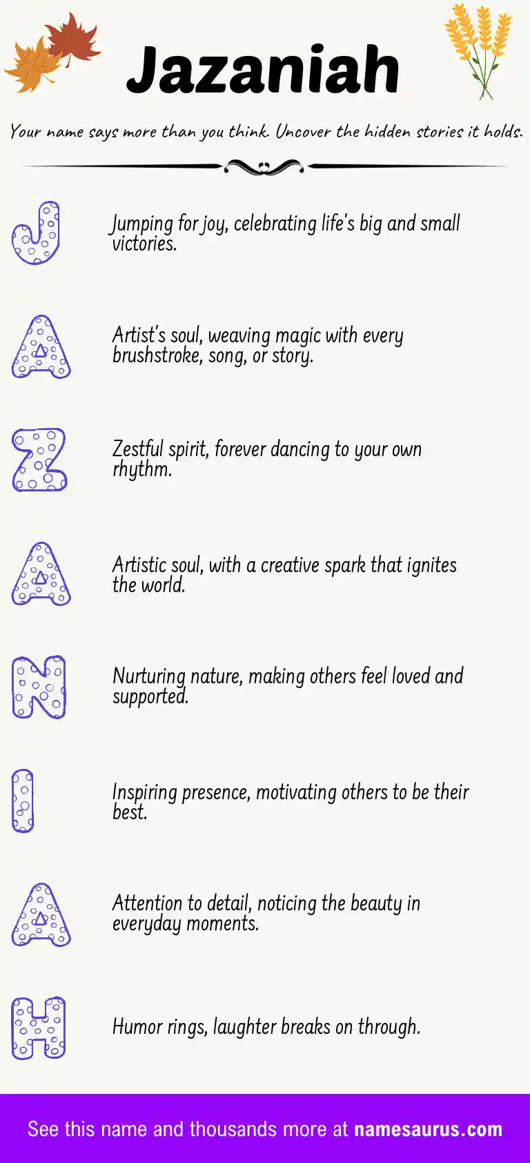 Acrostic poem about Jazaniah.