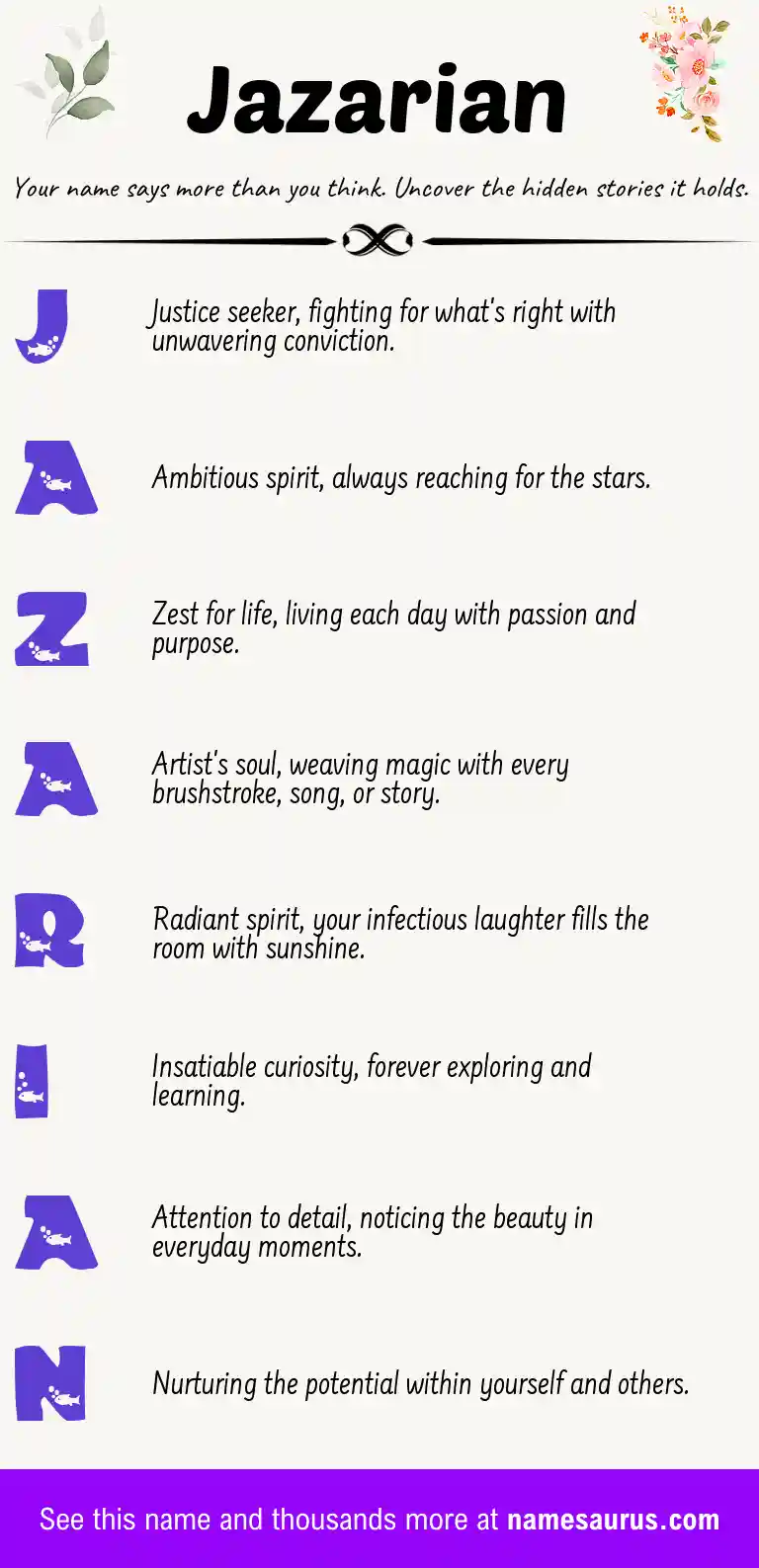 Acrostic poem about Jazarian.
