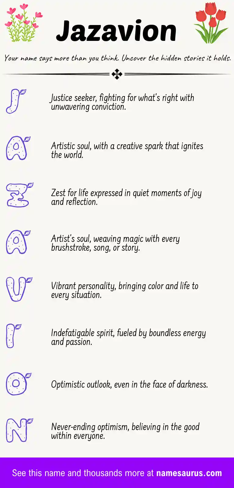 Acrostic poem about Jazavion.