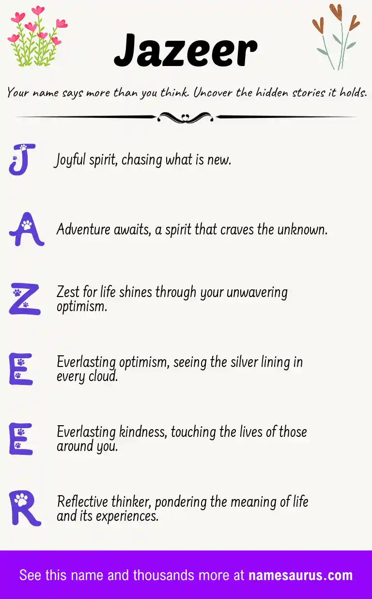 Acrostic poem about Jazeer.