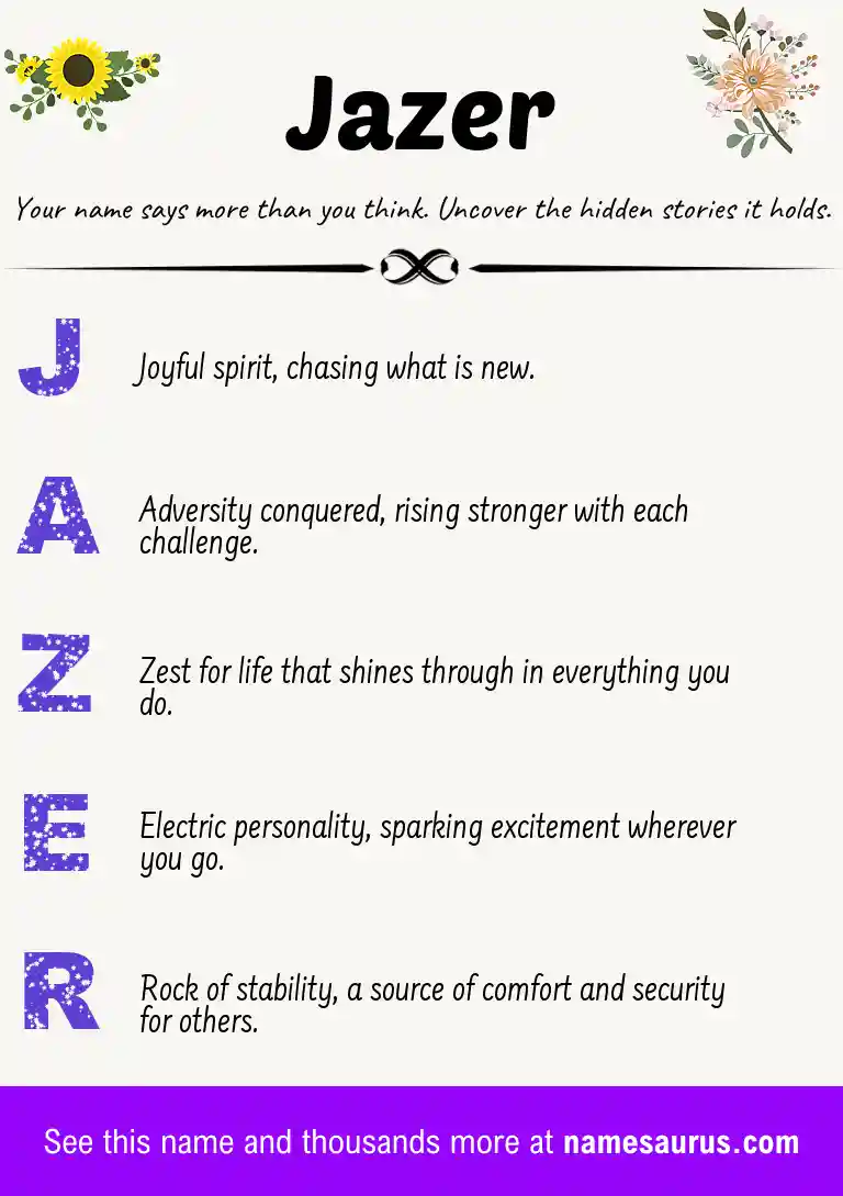 Acrostic poem about Jazer.