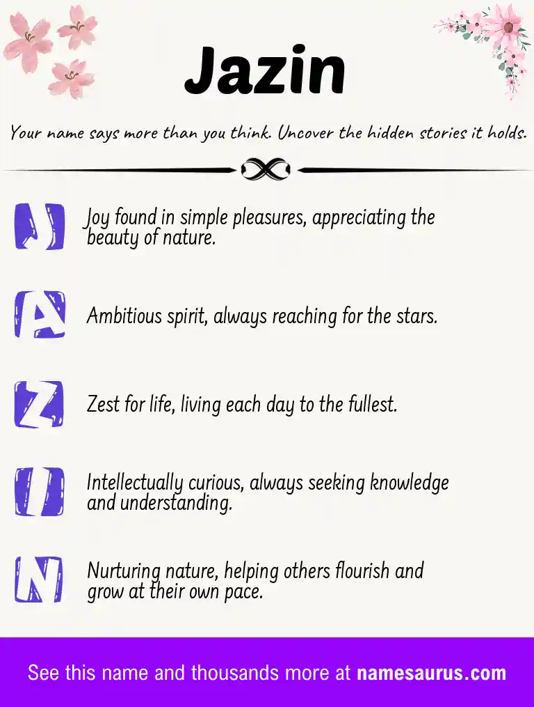 Acrostic poem about Jazin.