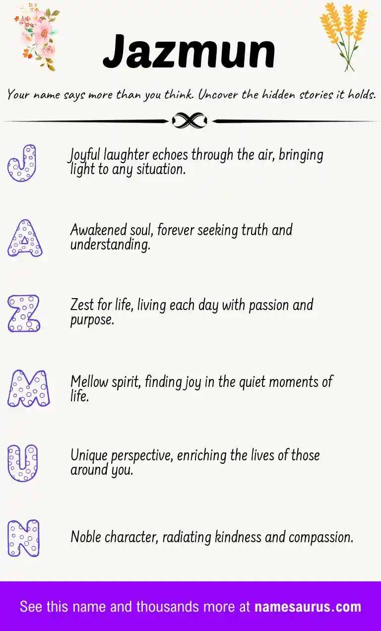 Acrostic poem about Jazmun.