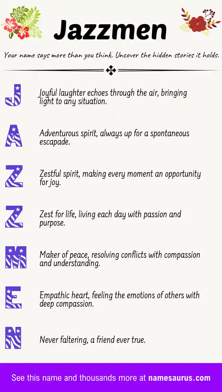 Acrostic poem about Jazzmen.