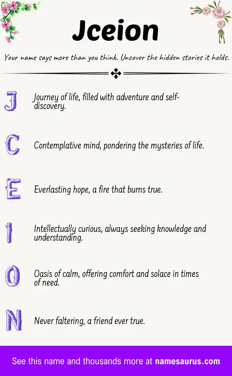 Acrostic poem about Jceion.
