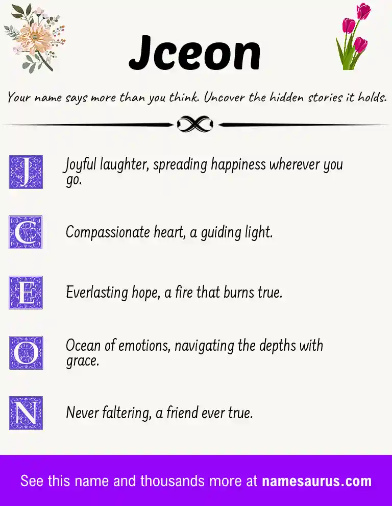 Acrostic poem about Jceon.