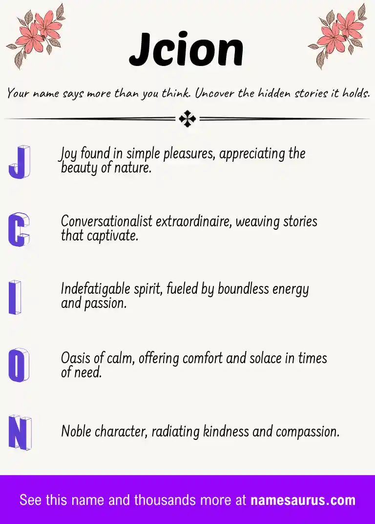 Acrostic poem about Jcion.