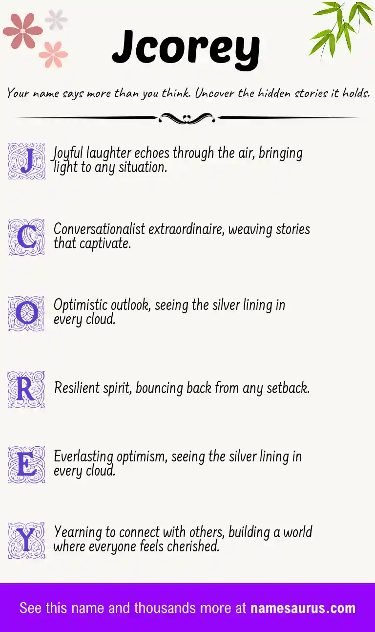 Acrostic poem about Jcorey.