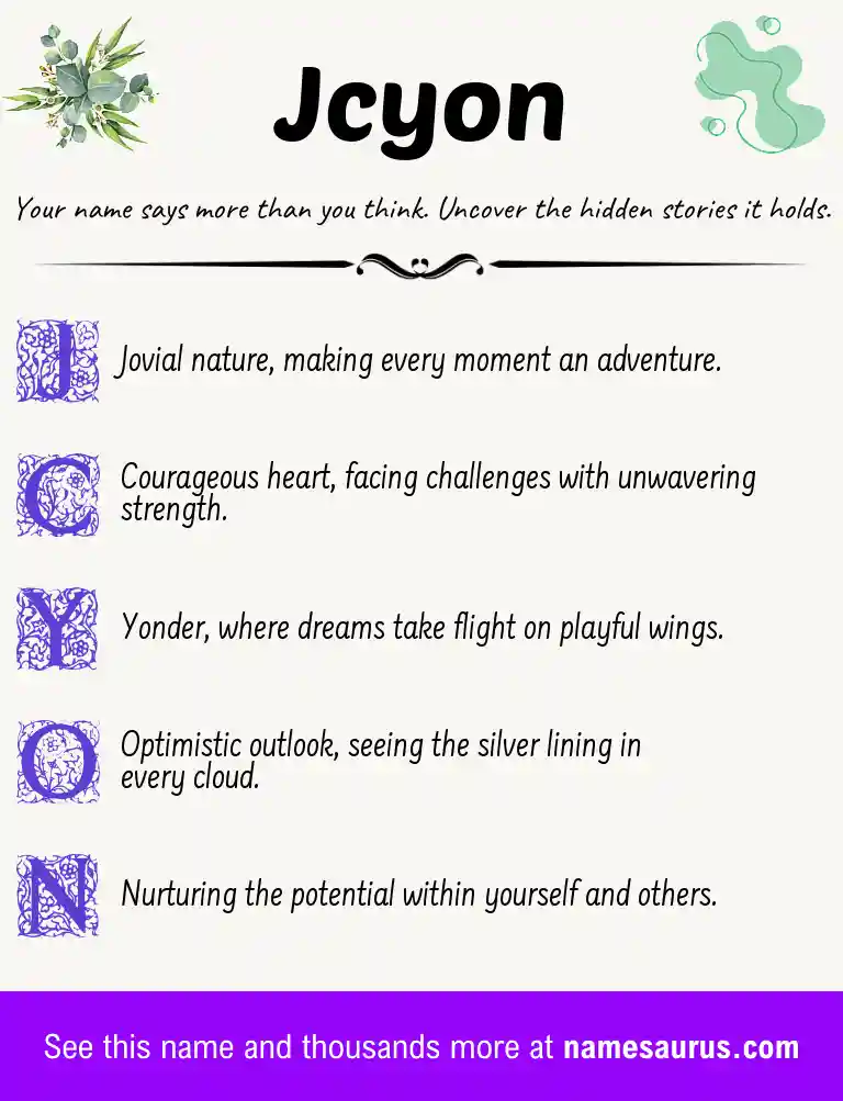 Acrostic poem about Jcyon.