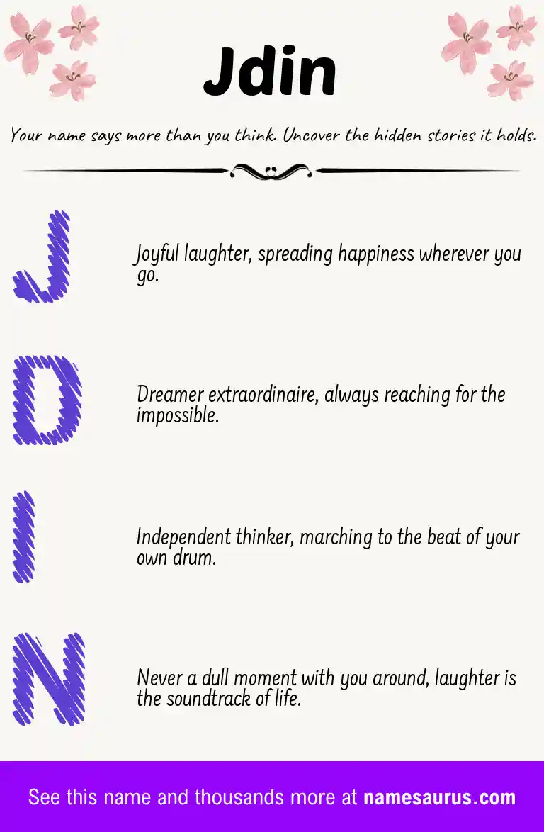 Acrostic poem about Jdin.