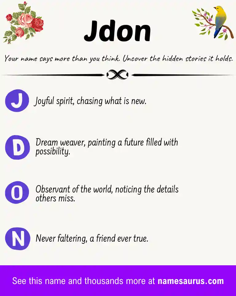Acrostic poem about Jdon.