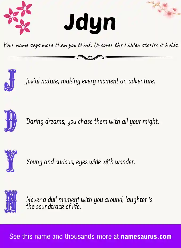 Acrostic poem about Jdyn.
