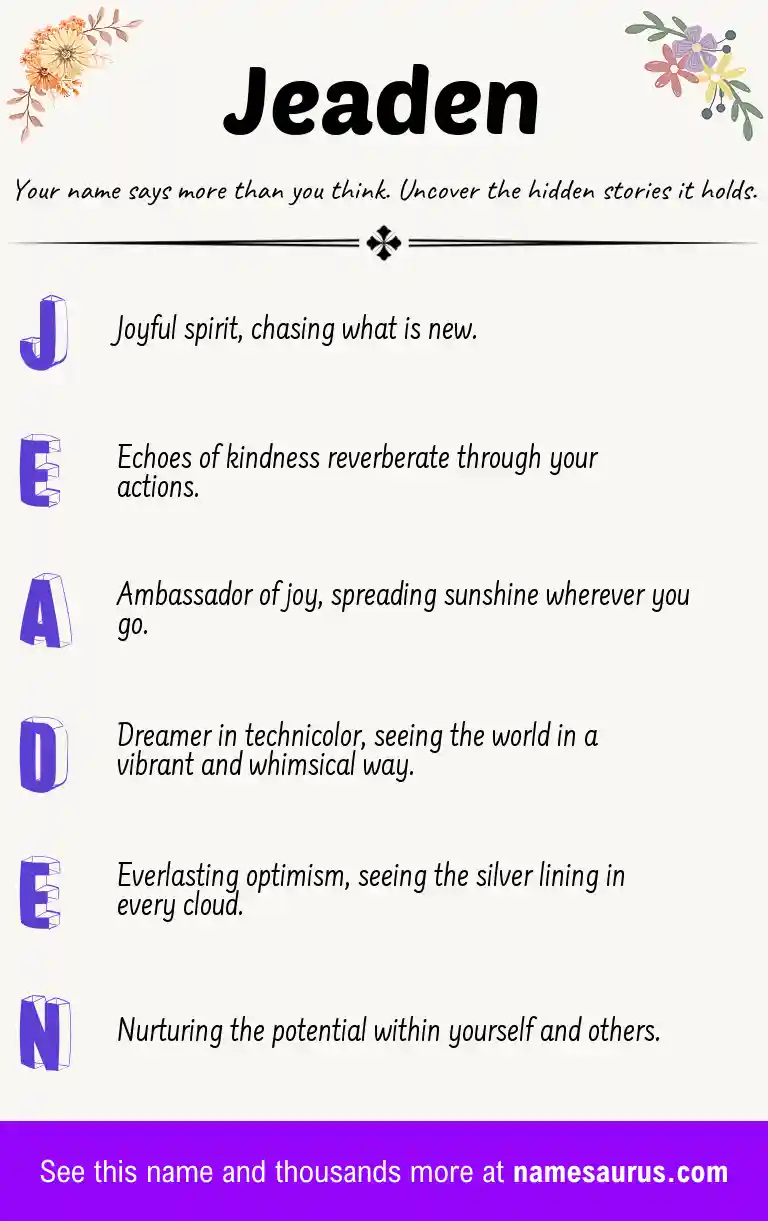 Acrostic poem about Jeaden.