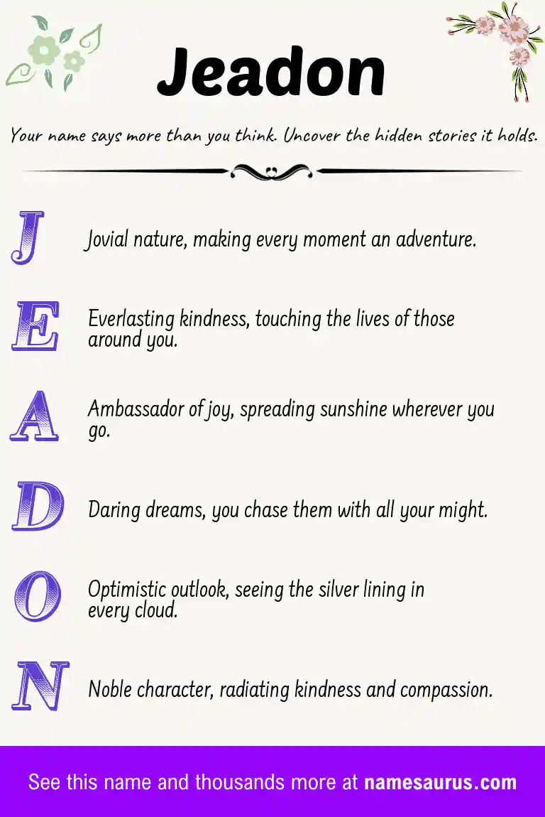 Acrostic poem about Jeadon.