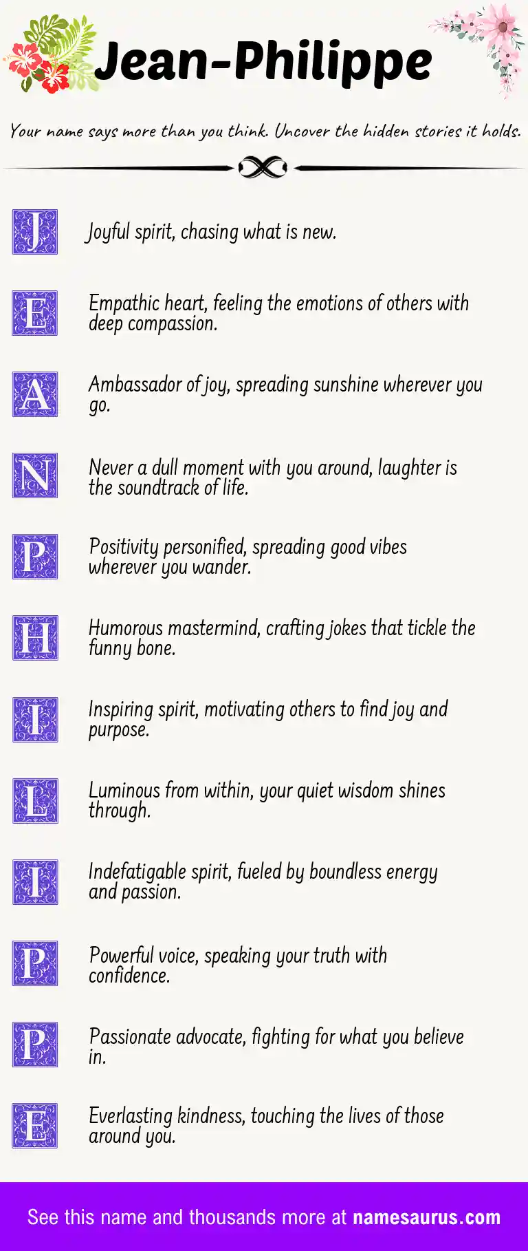 Acrostic poem about Jean-Philippe.