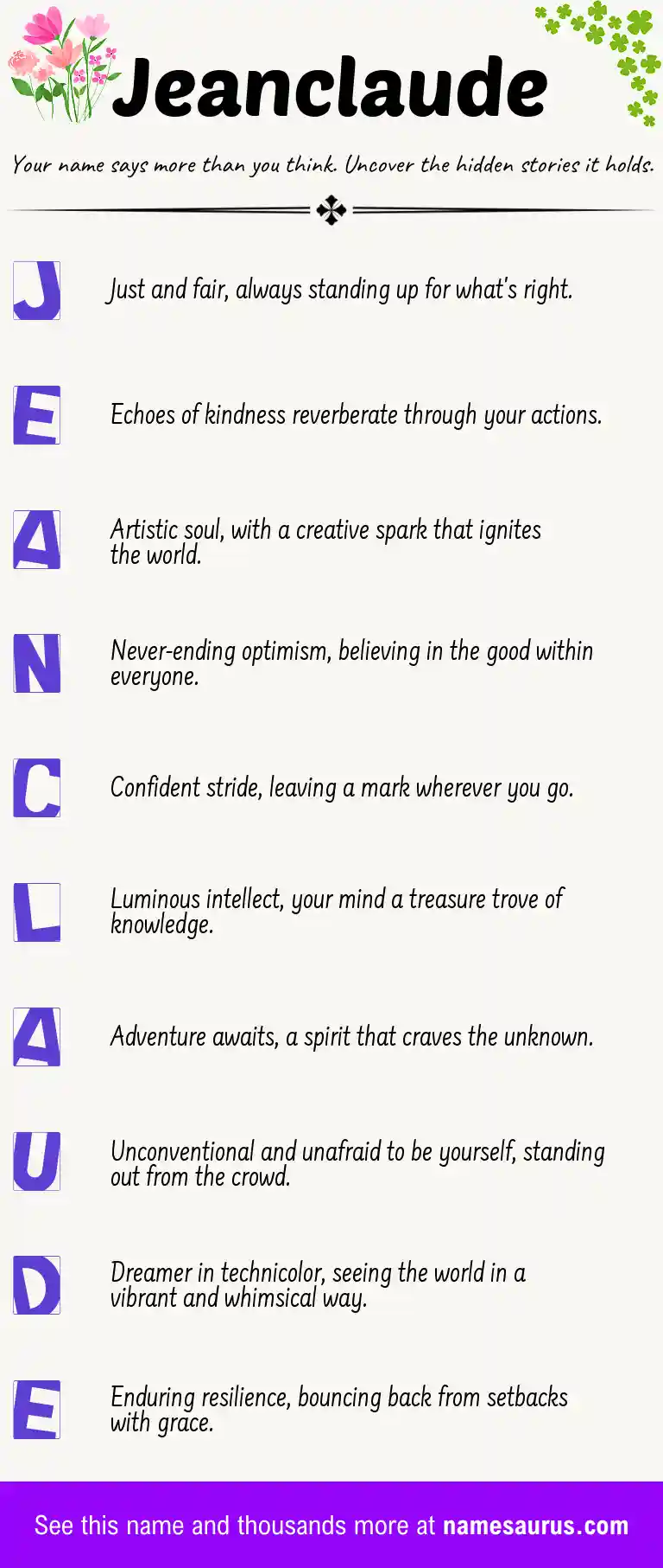 Acrostic poem about Jeanclaude.