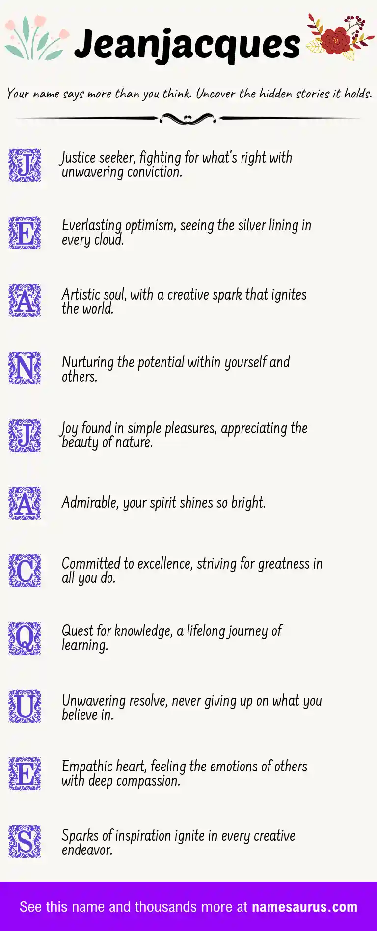 Acrostic poem about Jeanjacques.