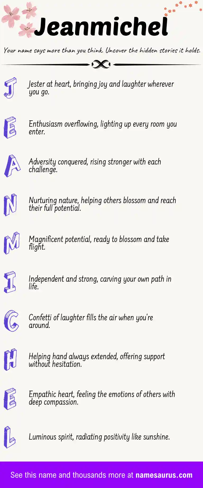 Acrostic poem about Jeanmichel.