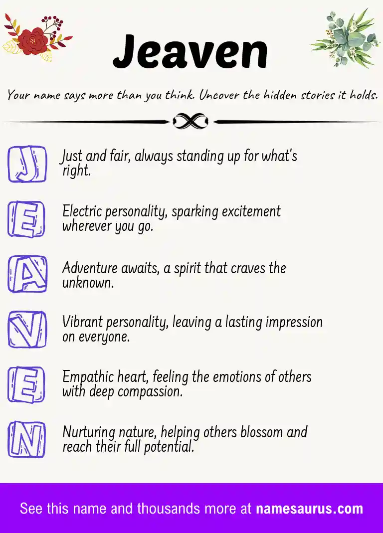 Acrostic poem about Jeaven.