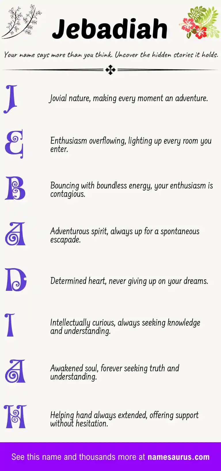 Acrostic poem about Jebadiah.
