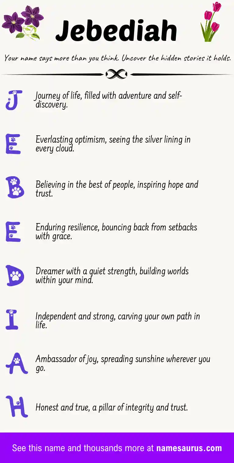 Acrostic poem about Jebediah.