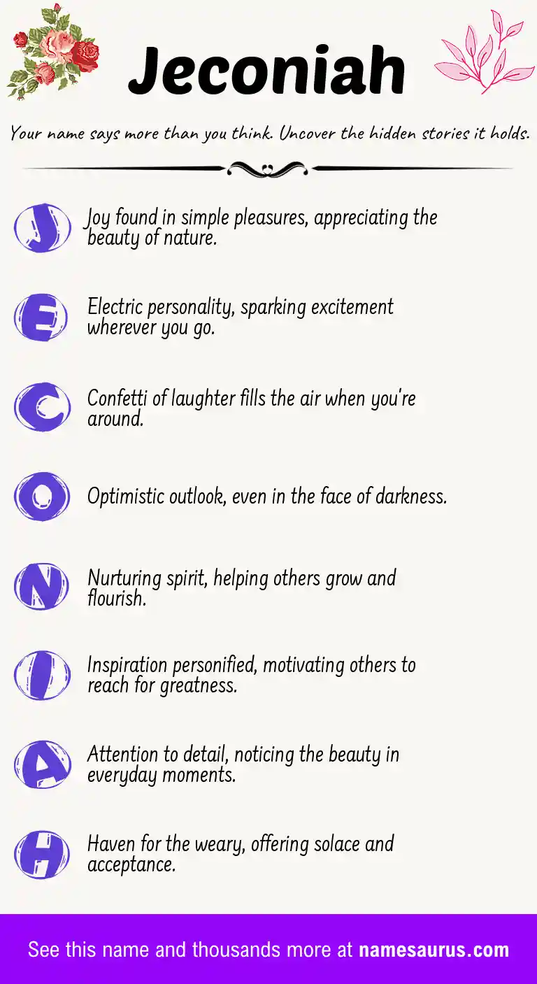 Acrostic poem about Jeconiah.