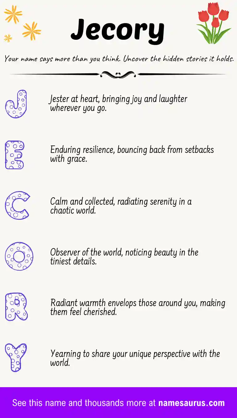 Acrostic poem about Jecory.