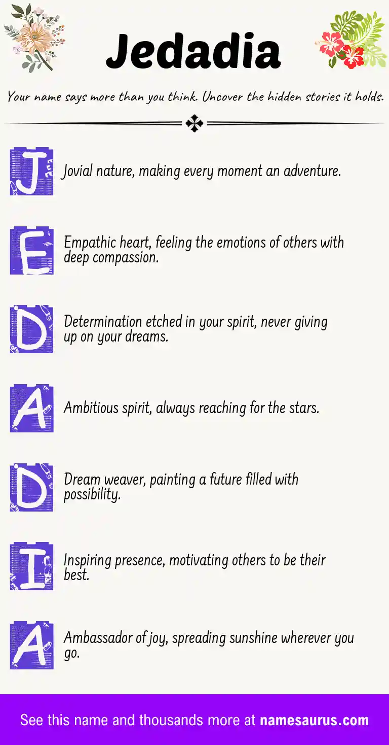Acrostic poem about Jedadia.