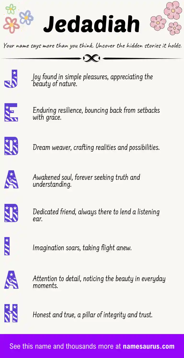 Acrostic poem about Jedadiah.