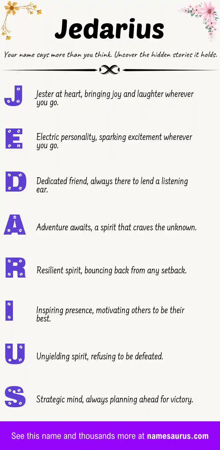 Acrostic poem about Jedarius.