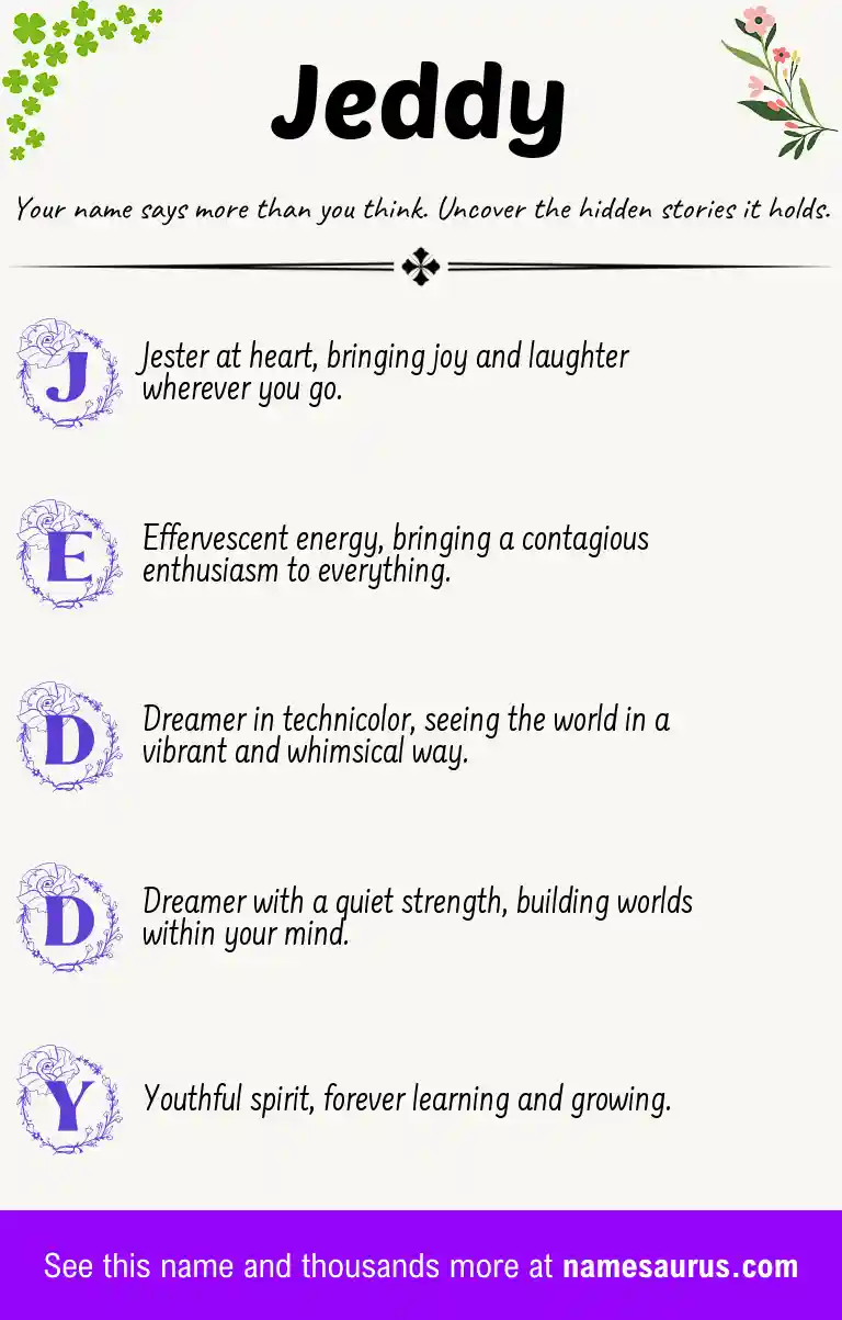 Acrostic poem about Jeddy.