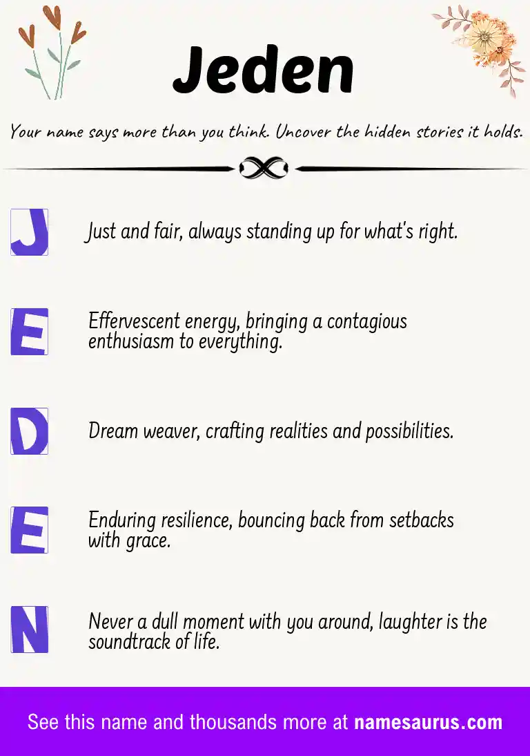 Acrostic poem about Jeden.