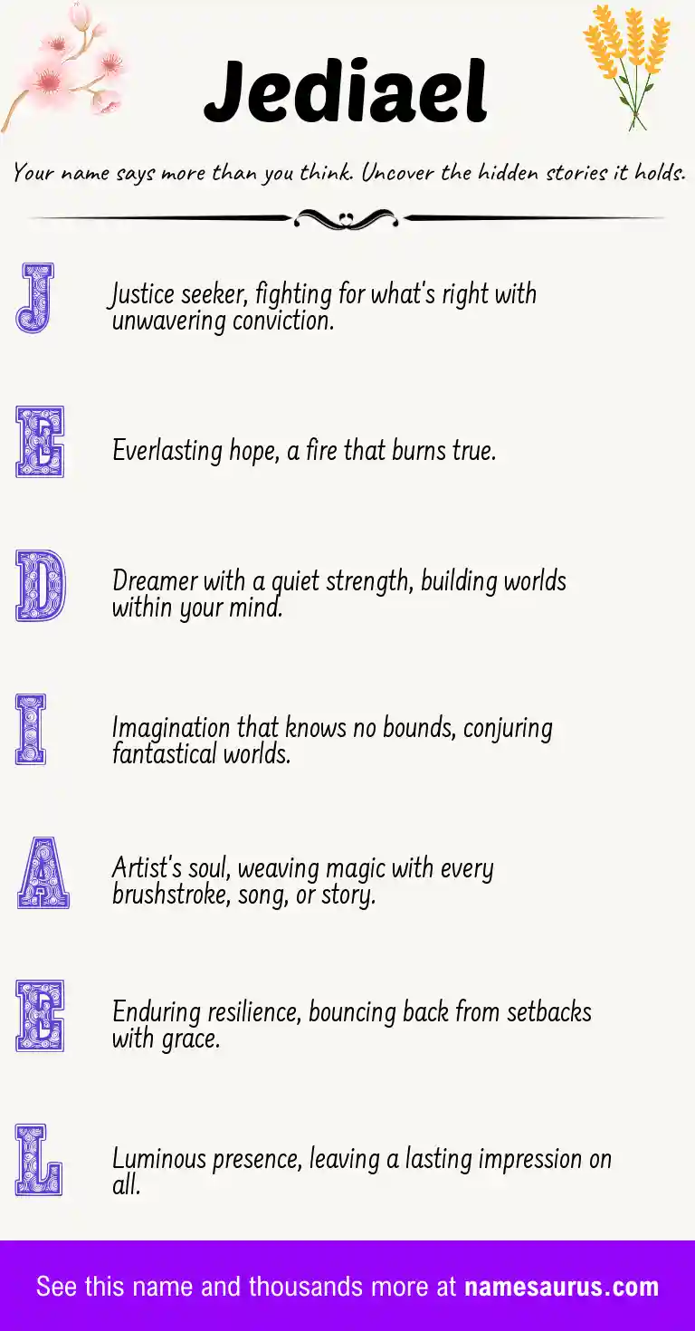 Acrostic poem about Jediael.