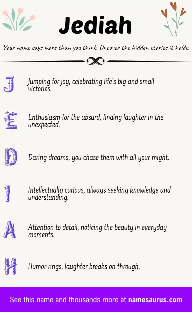 Acrostic poem about Jediah.