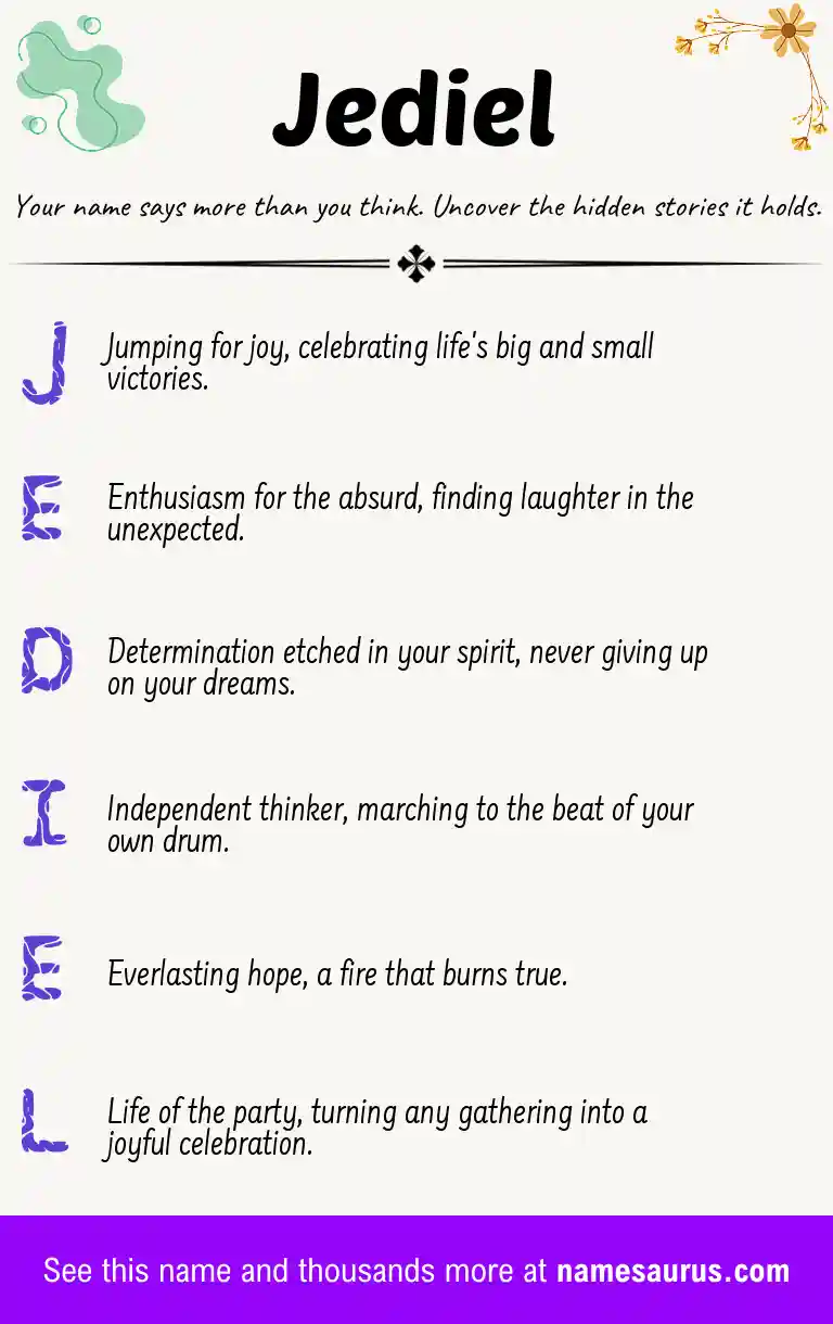Acrostic poem about Jediel.