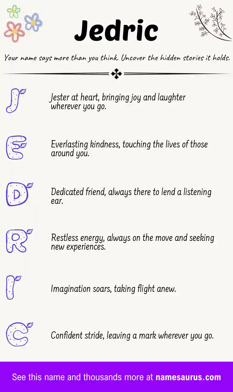 Acrostic poem about Jedric.